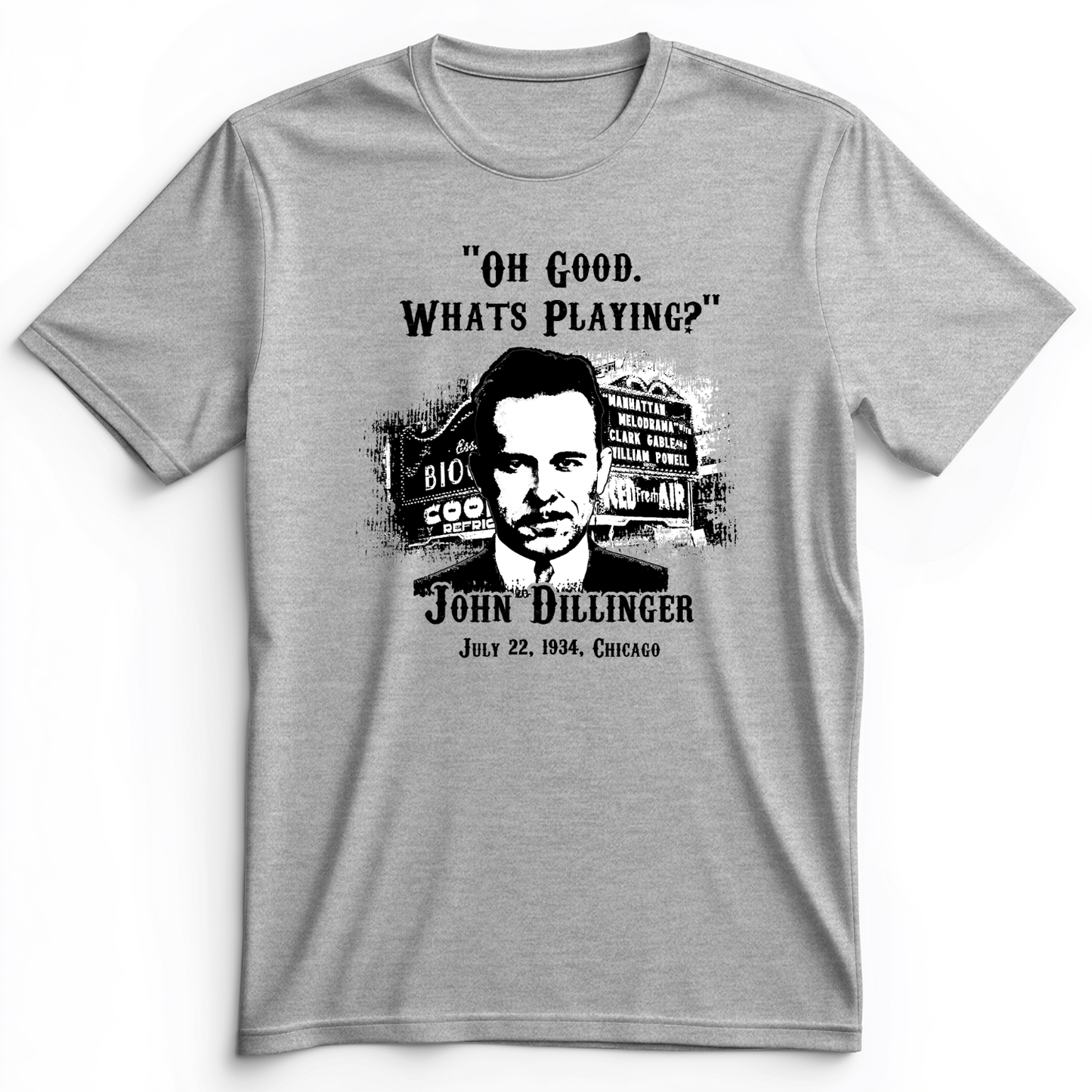 John Dillinger Let's Go To Movies Premium Tee Athletic Heather / S