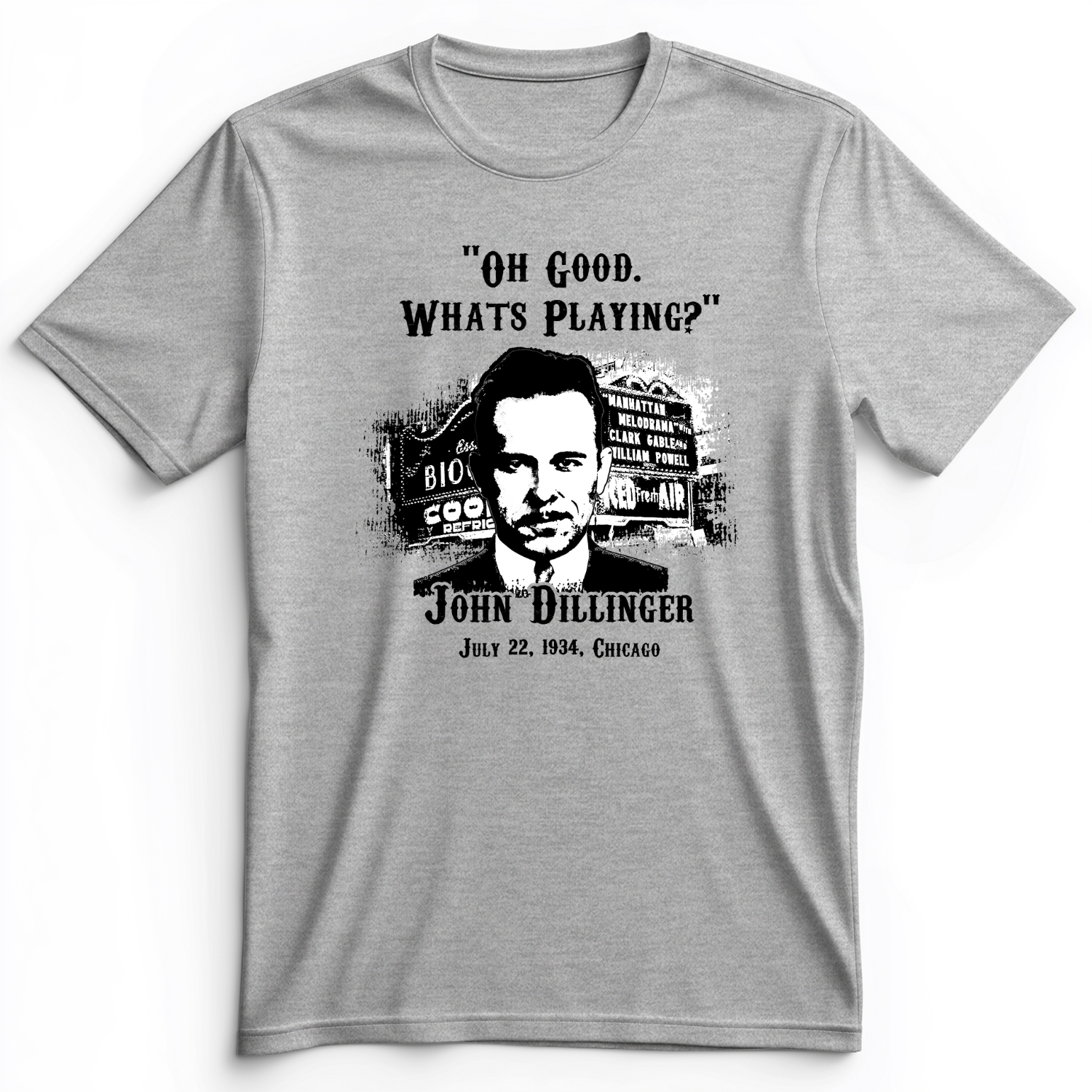 John Dillinger Let's Go To Movies Premium Tee Athletic Heather / S