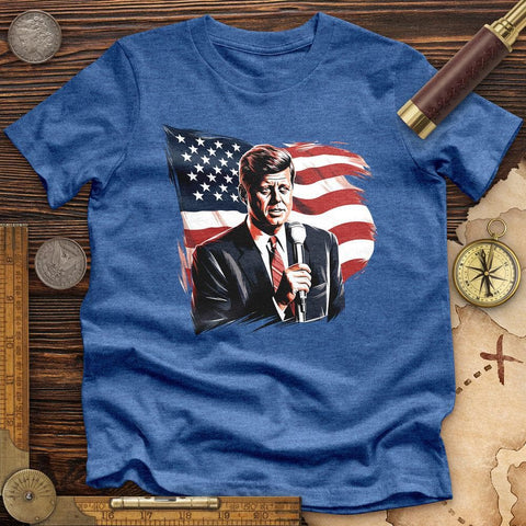 John F. Kennedy High Quality Tee Heather True Royal / S