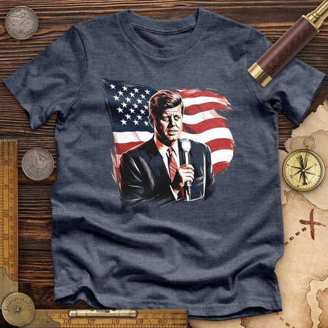 John F. Kennedy High Quality Tee Heather Navy / S