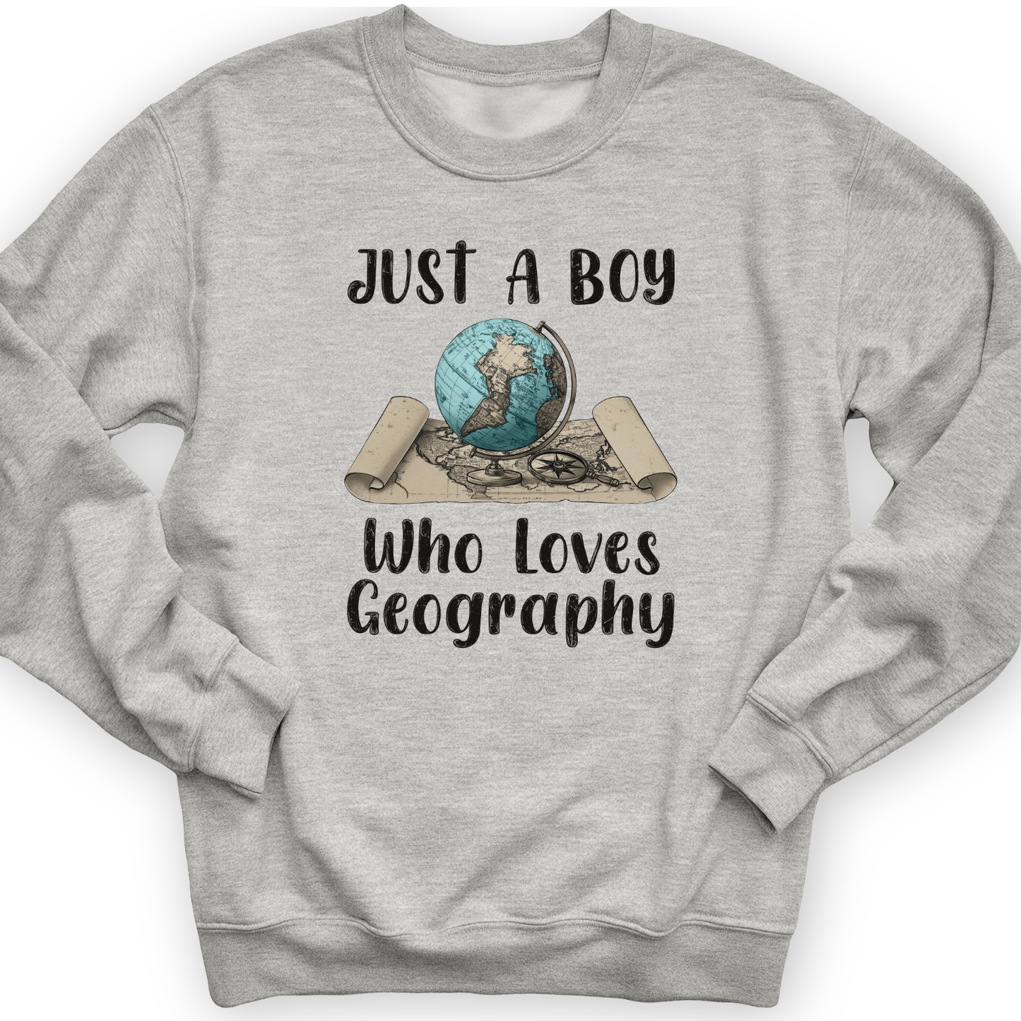 Just a Boy Who Loves Geography Crewneck Sport Grey / S