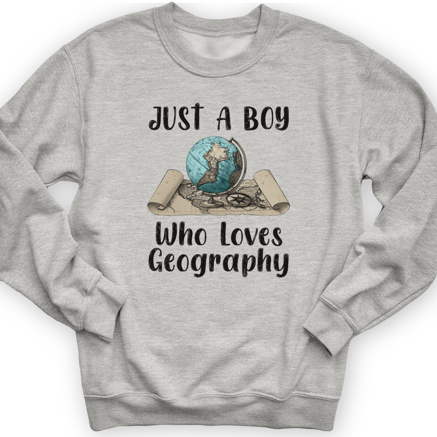 Just a Boy Who Loves Geography Crewneck Sport Grey / S
