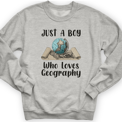 Just a Boy Who Loves Geography Crewneck Sport Grey / S