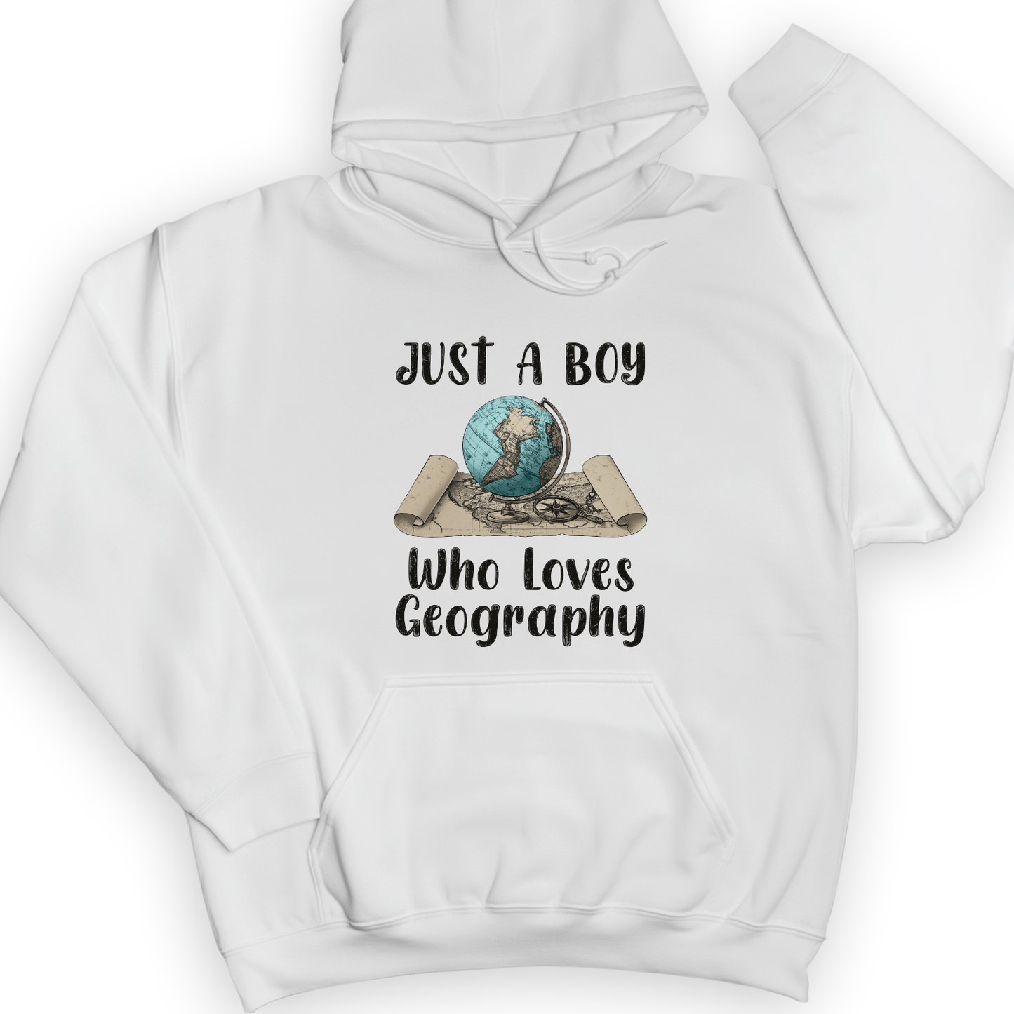 Just a Boy Who Loves Geography Hoodie White / S