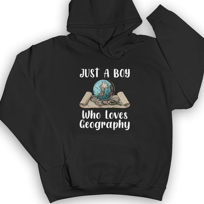 Just a Boy Who Loves Geography Hoodie Black / S
