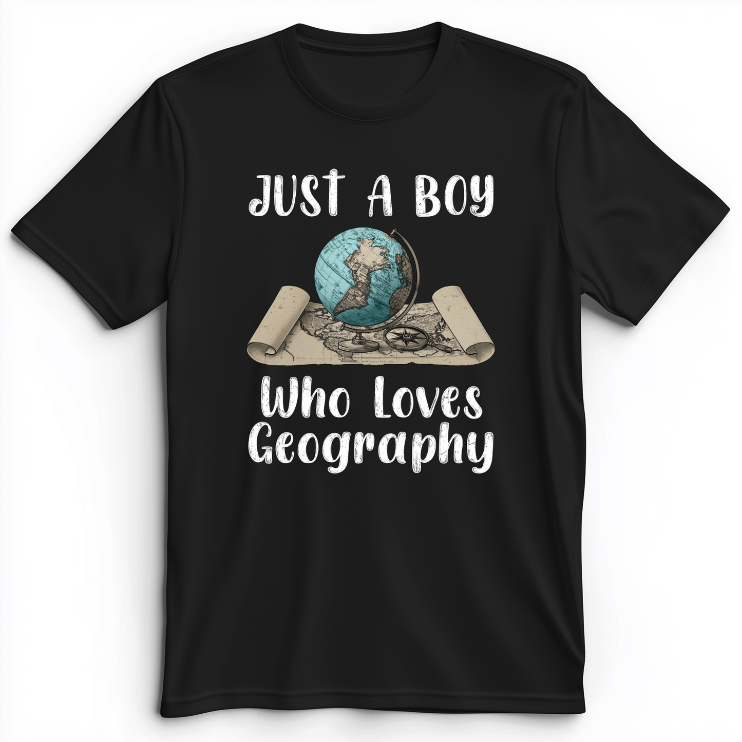 Just a Boy Who Loves Geography Premium Tee Black / S