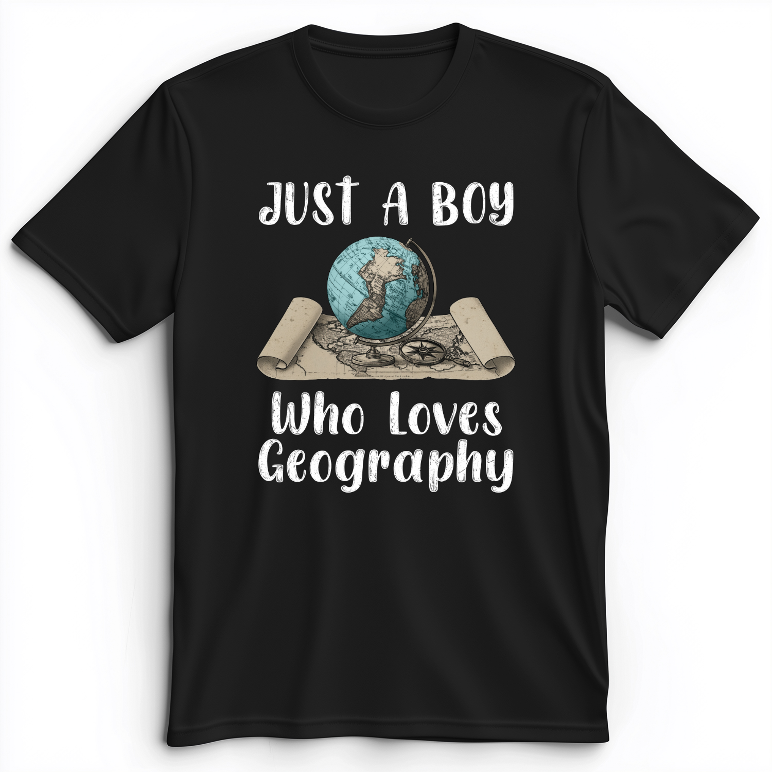 Just a Boy Who Loves Geography Premium Tee Black / S