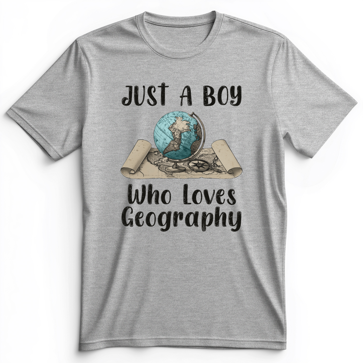 Just a Boy Who Loves Geography Premium Tee Athletic Heather / S