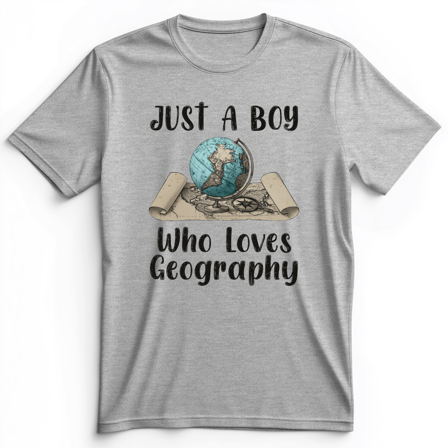 Just a Boy Who Loves Geography Premium Tee Athletic Heather / S
