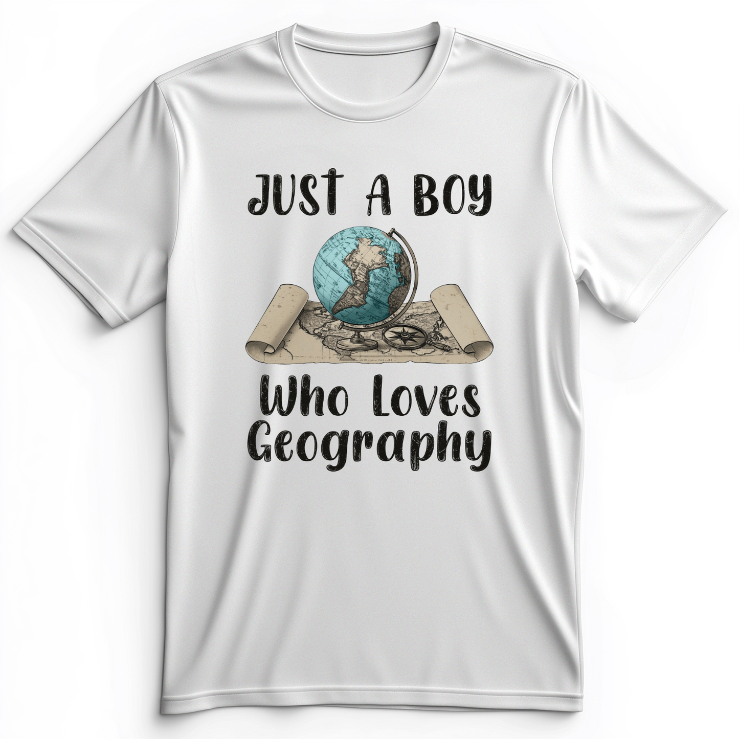 Just a Boy Who Loves Geography Premium Tee White / S