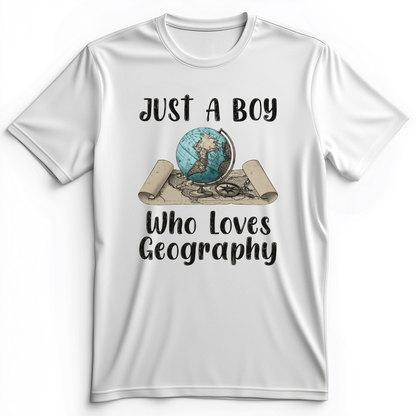 Just a Boy Who Loves Geography Premium Tee White / S