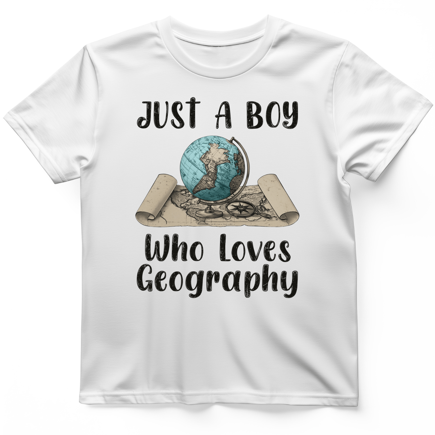 Just a Boy Who Loves geography T-Shirt White / S