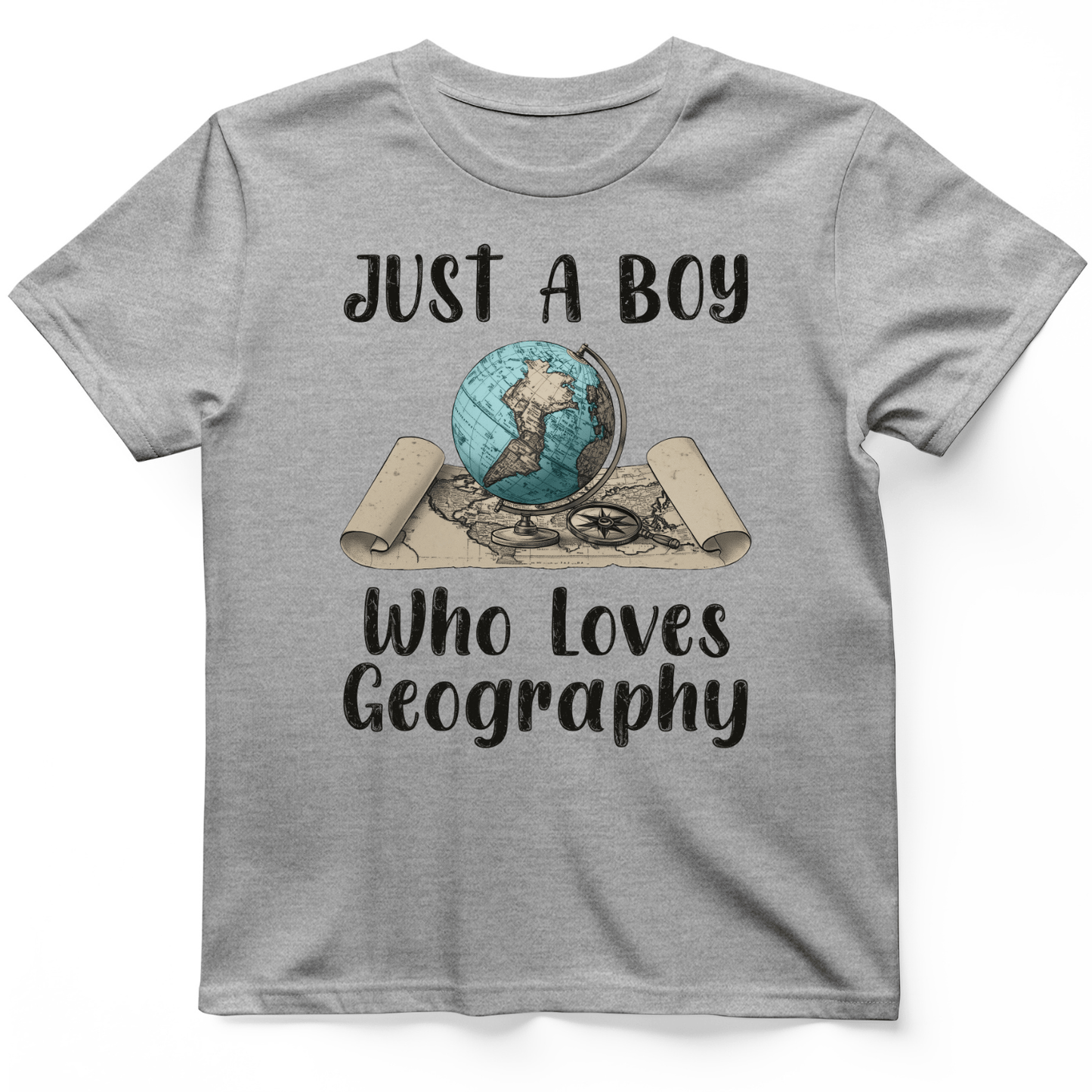 Just a Boy Who Loves geography T-Shirt Sport Grey / S
