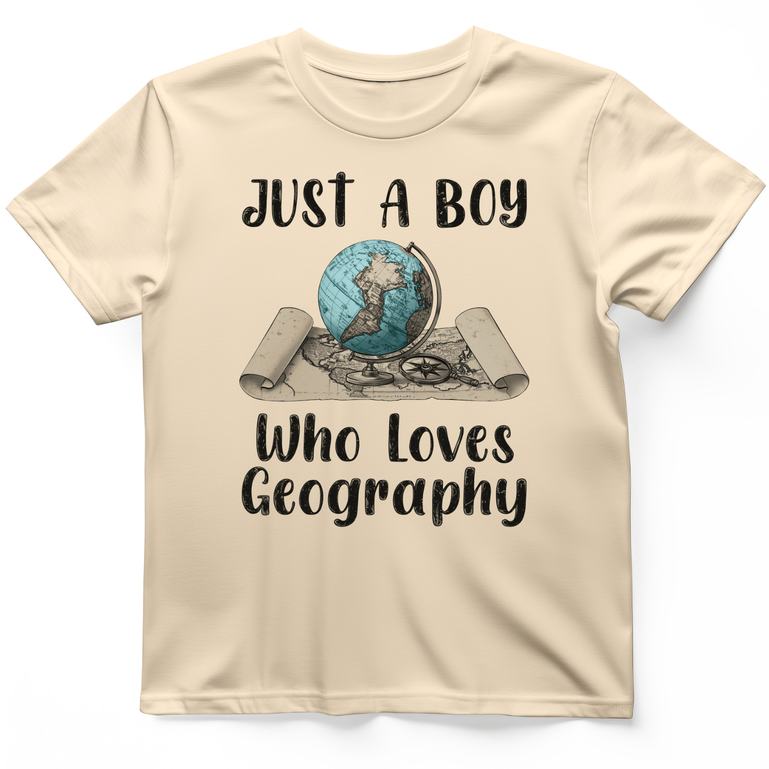 Just a Boy Who Loves geography T-Shirt Natural / S