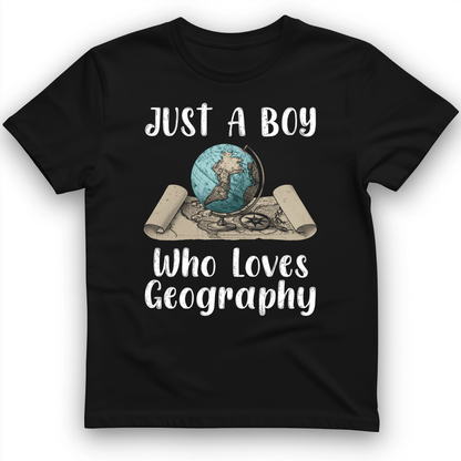Just a Boy Who Loves geography T-Shirt Black / S