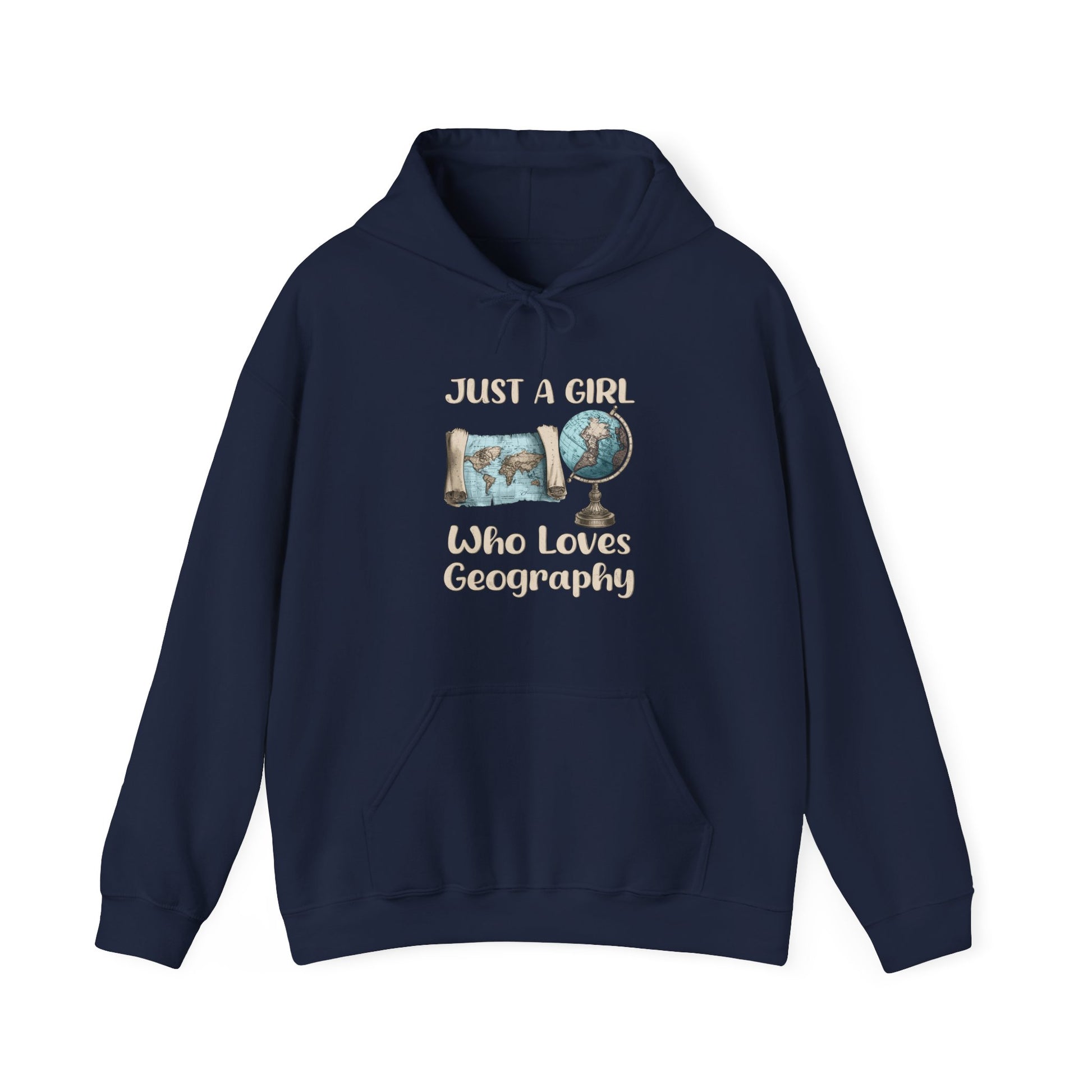 Just a Girl Who Loves Geography Hoodie Navy / S