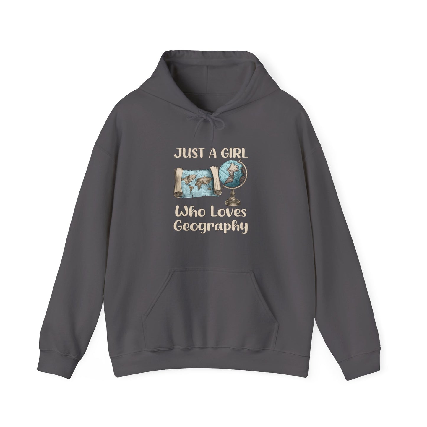 Just a Girl Who Loves Geography Hoodie Charcoal / S