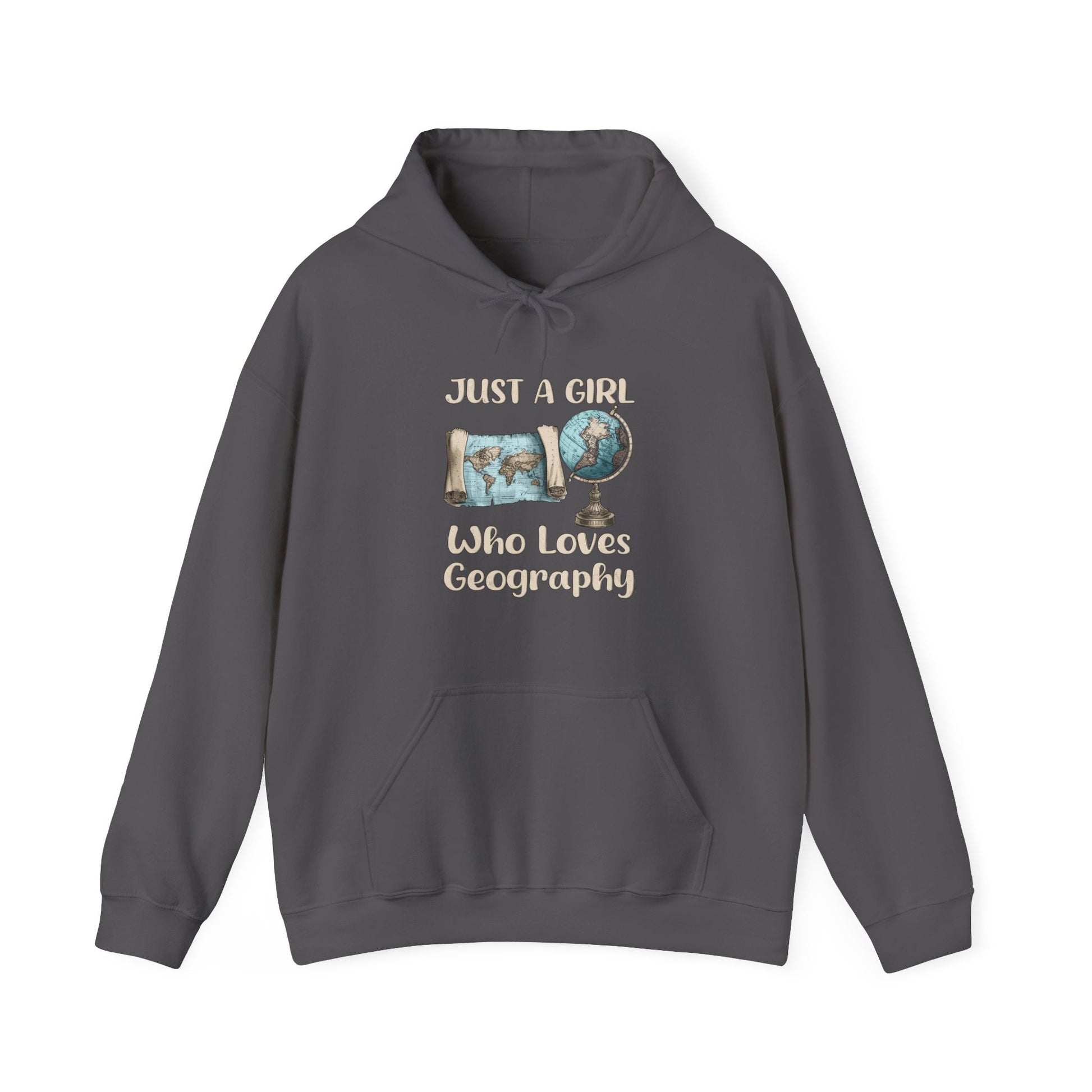 Just a Girl Who Loves Geography Hoodie Charcoal / S