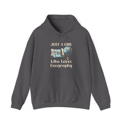 Just a Girl Who Loves Geography Hoodie Charcoal / S