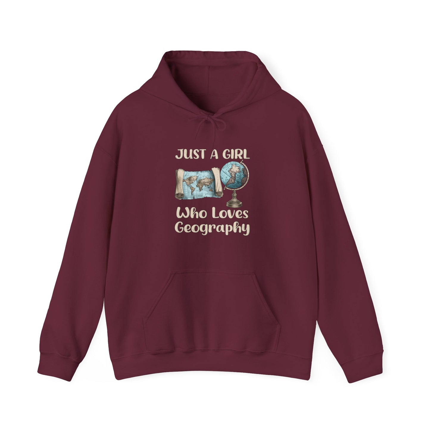Just a Girl Who Loves Geography Hoodie Maroon / S