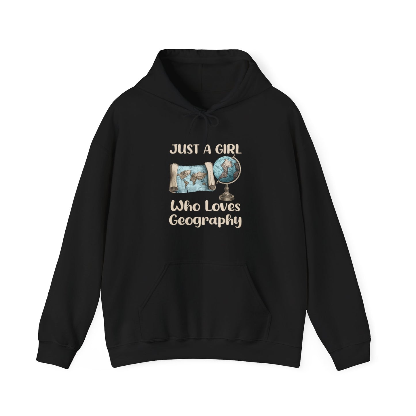 Just a Girl Who Loves Geography Hoodie Black / S