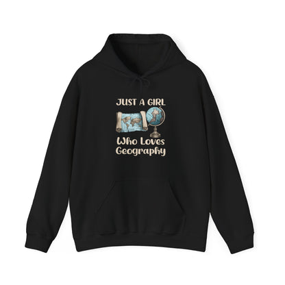 Just a Girl Who Loves Geography Hoodie Black / S