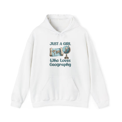 Just a Girl Who Loves Geography Hoodie White / S