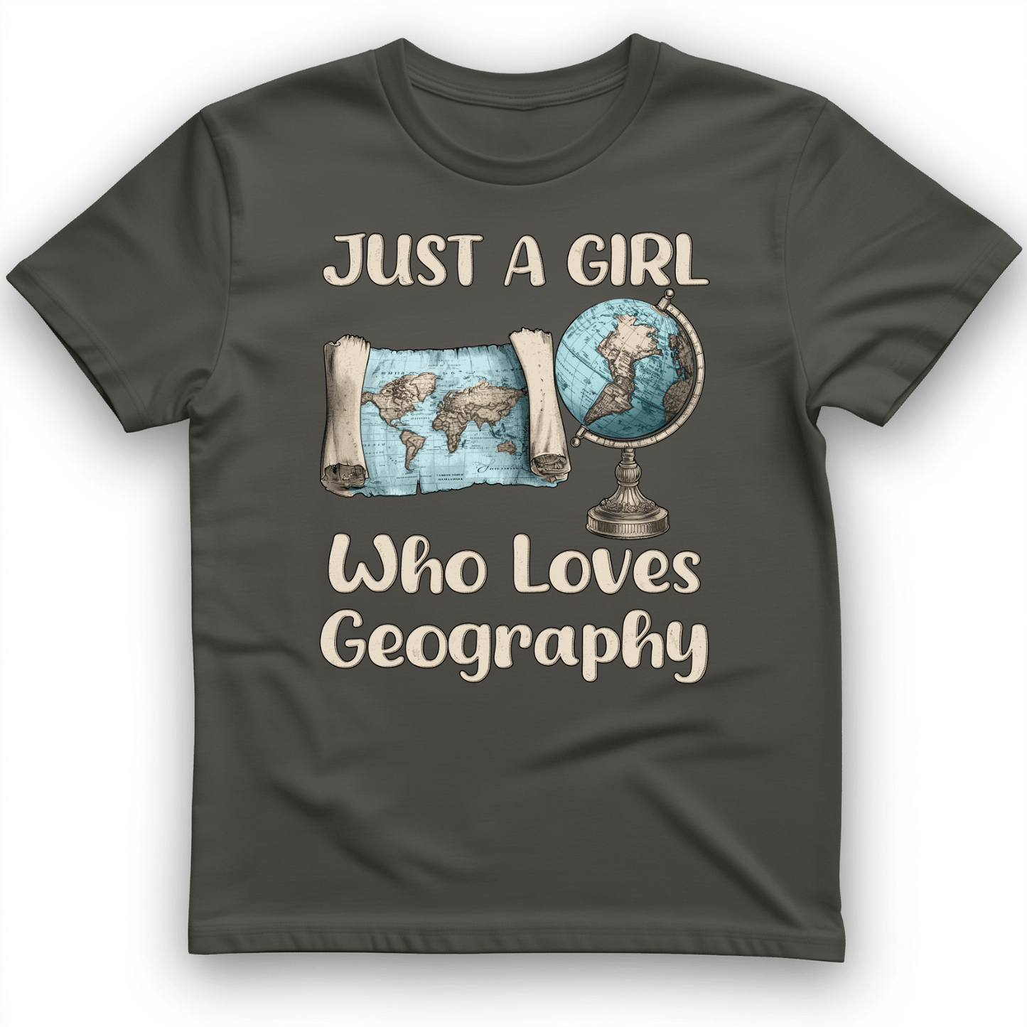 Just a Girl Who Loves Geography T-Shirt Charcoal / S