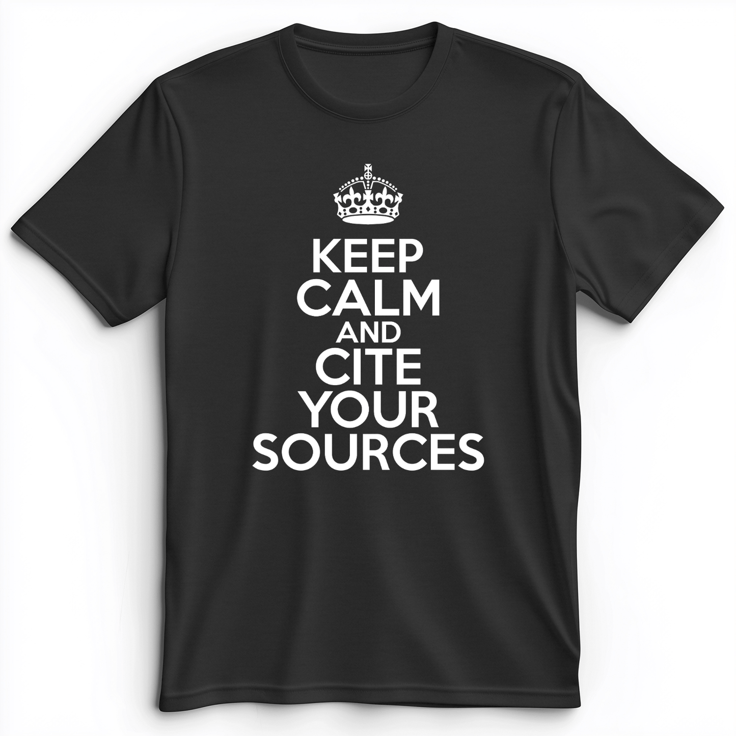 Keep Calm And Cite Your Sources Premium Tee Dark Grey Heather / S