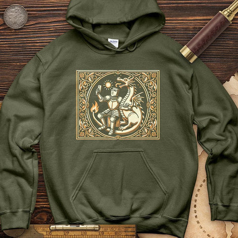 Knight and Dragon Selfie Hoodie Military Green / S