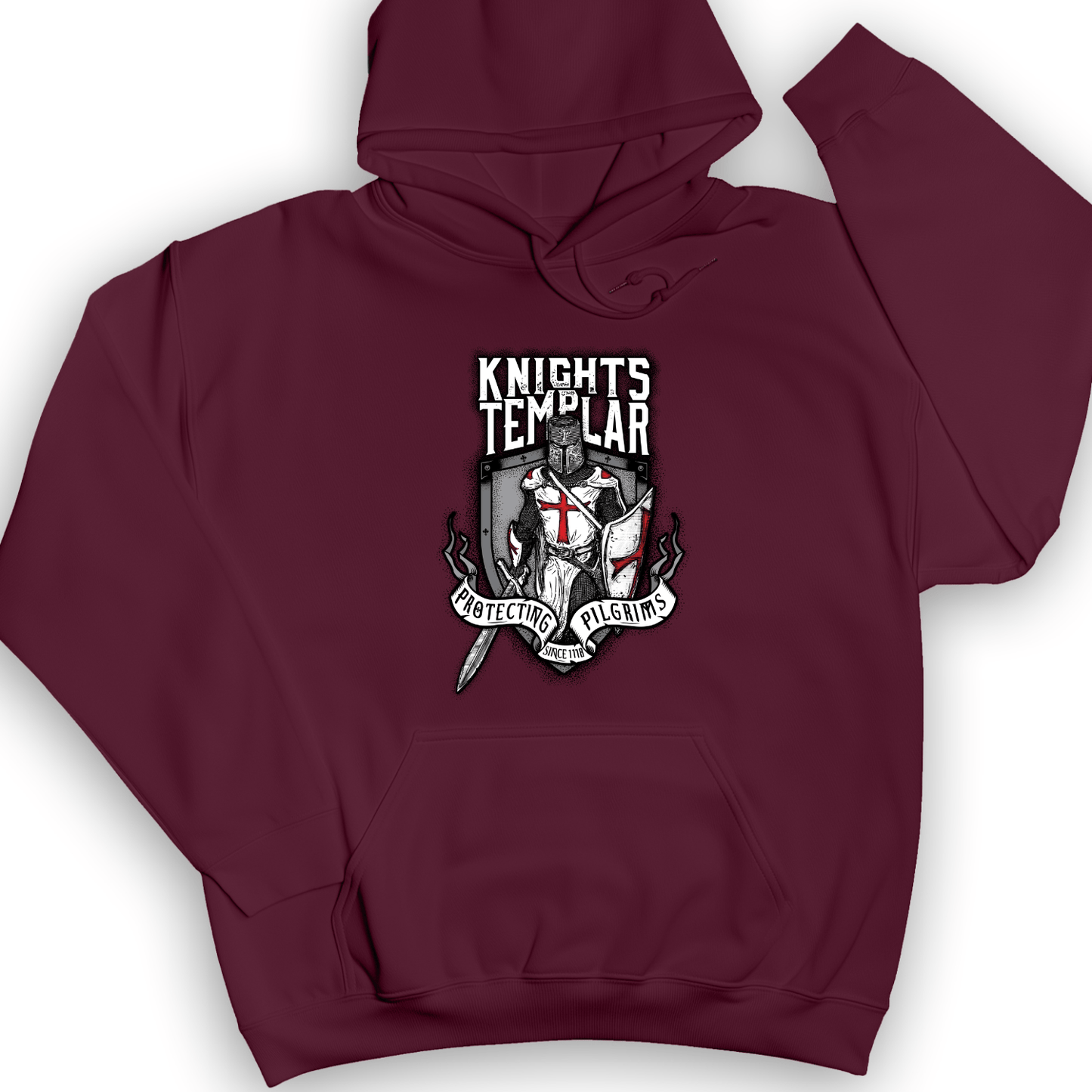 Knights Templar Hoodie Maroon / S