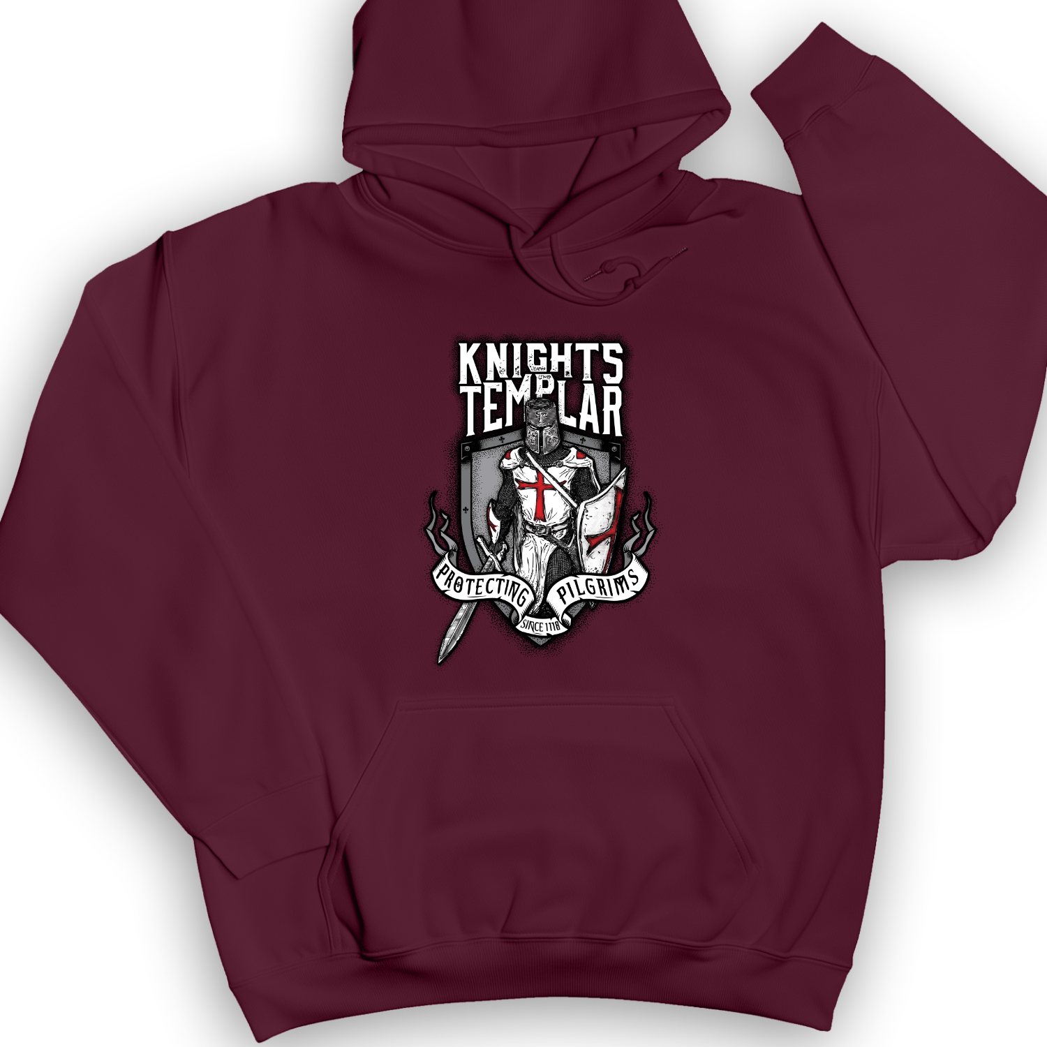 Knights Templar Hoodie Maroon / S