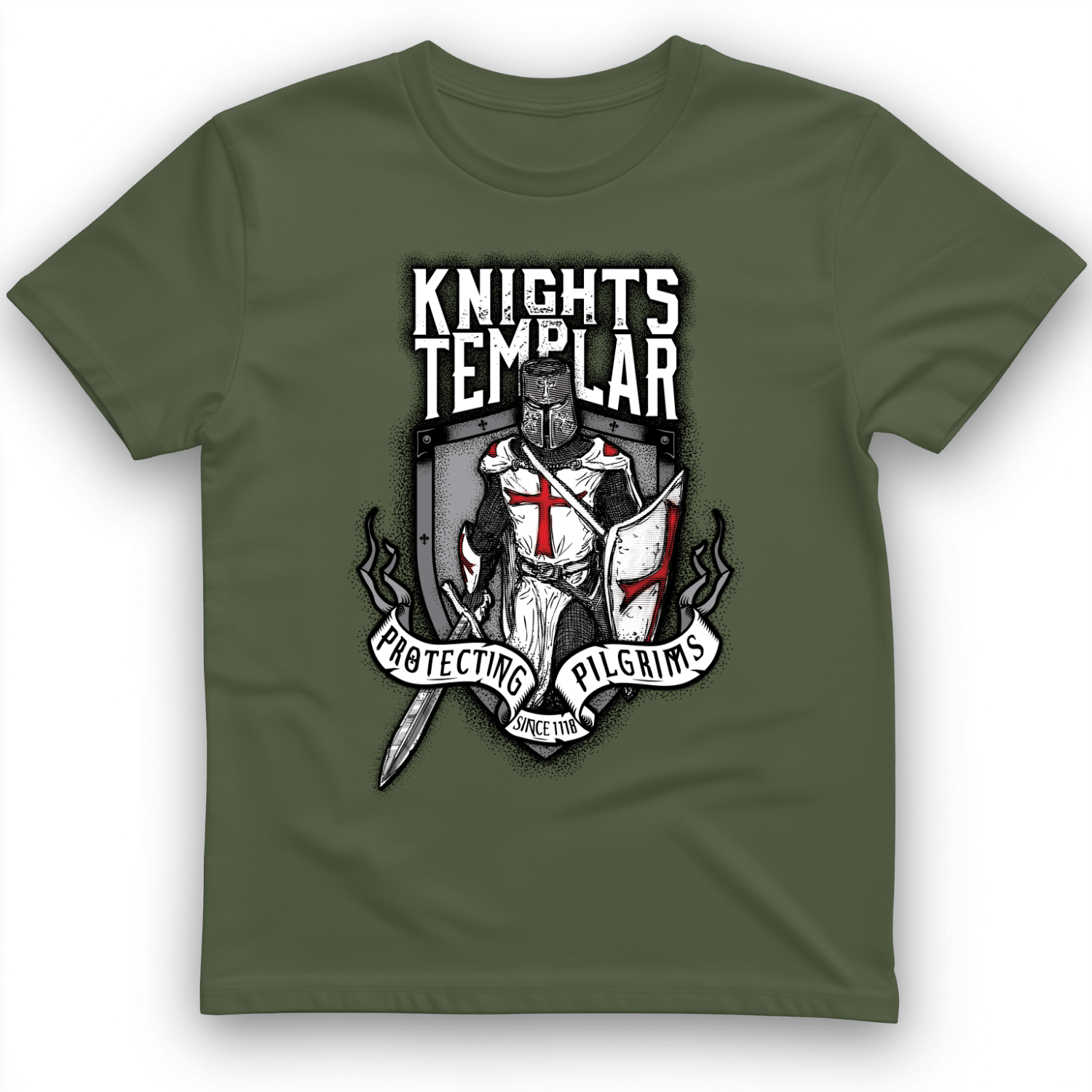Knights Templar T-Shirt Military Green / S
