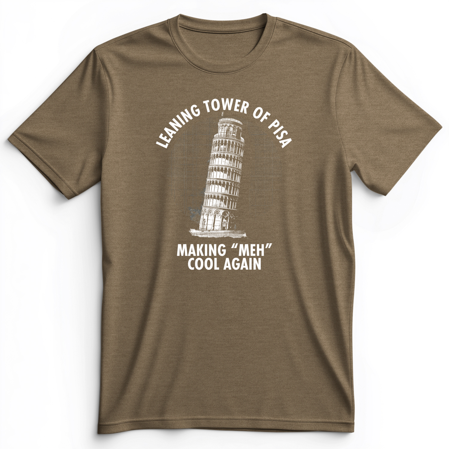 Leaning Tower of Pisa Premium Tee Heather Olive / S