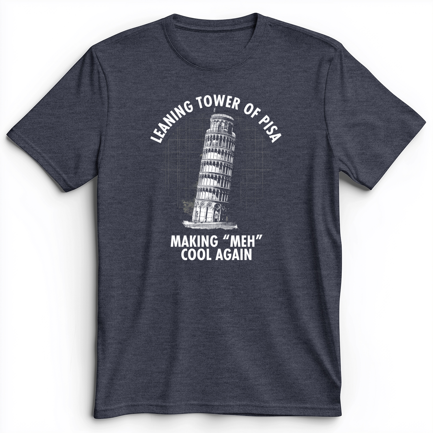 Leaning Tower of Pisa Premium Tee Heather Navy / S