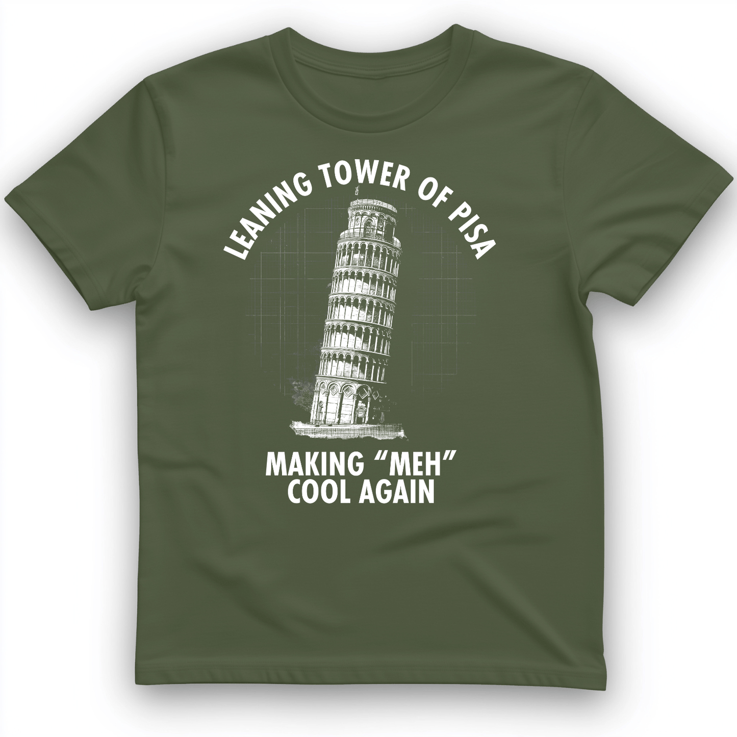 Leaning Tower of Pisa T-Shirt Military Green / S