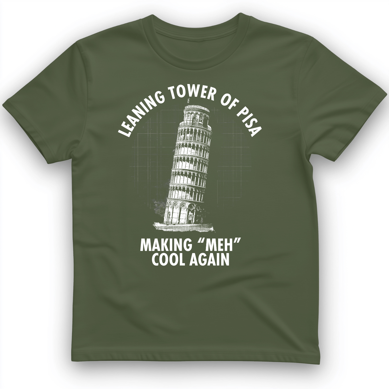 Leaning Tower of Pisa T-Shirt Military Green / S