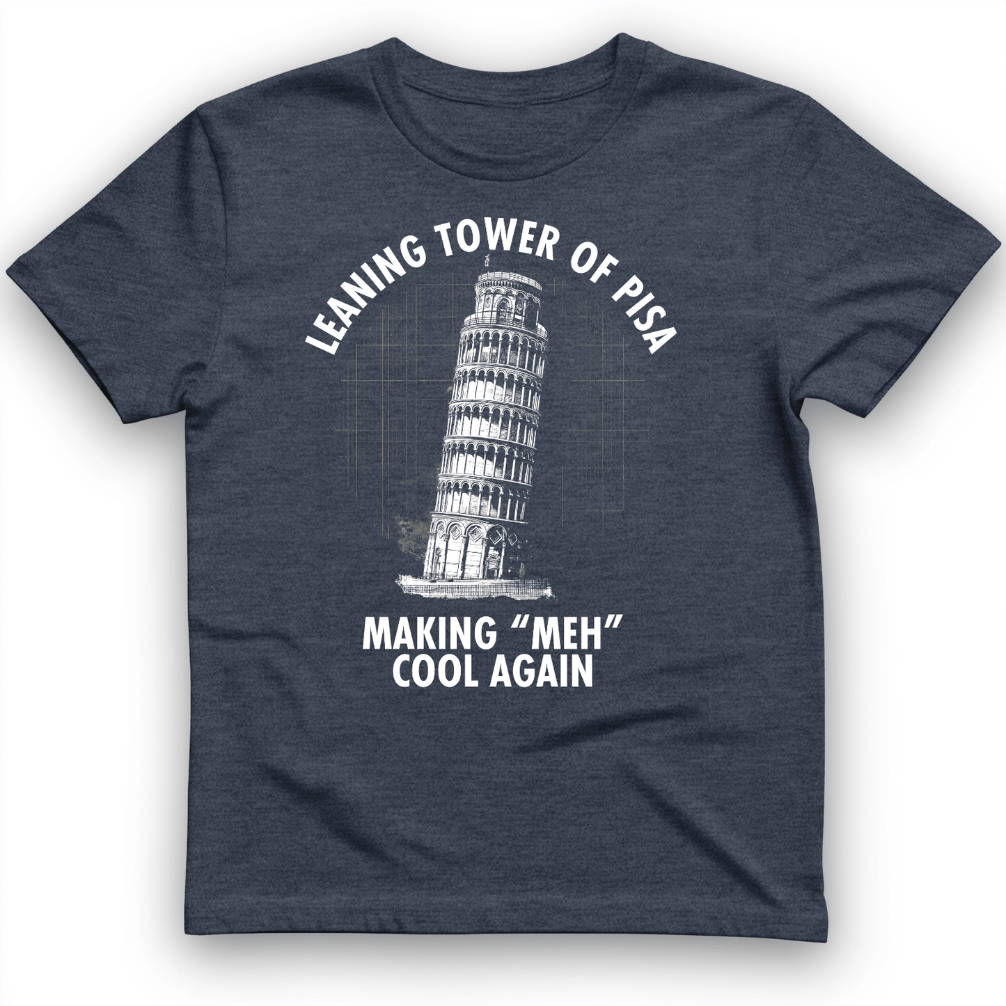 Leaning Tower of Pisa T-Shirt Heather Navy / S