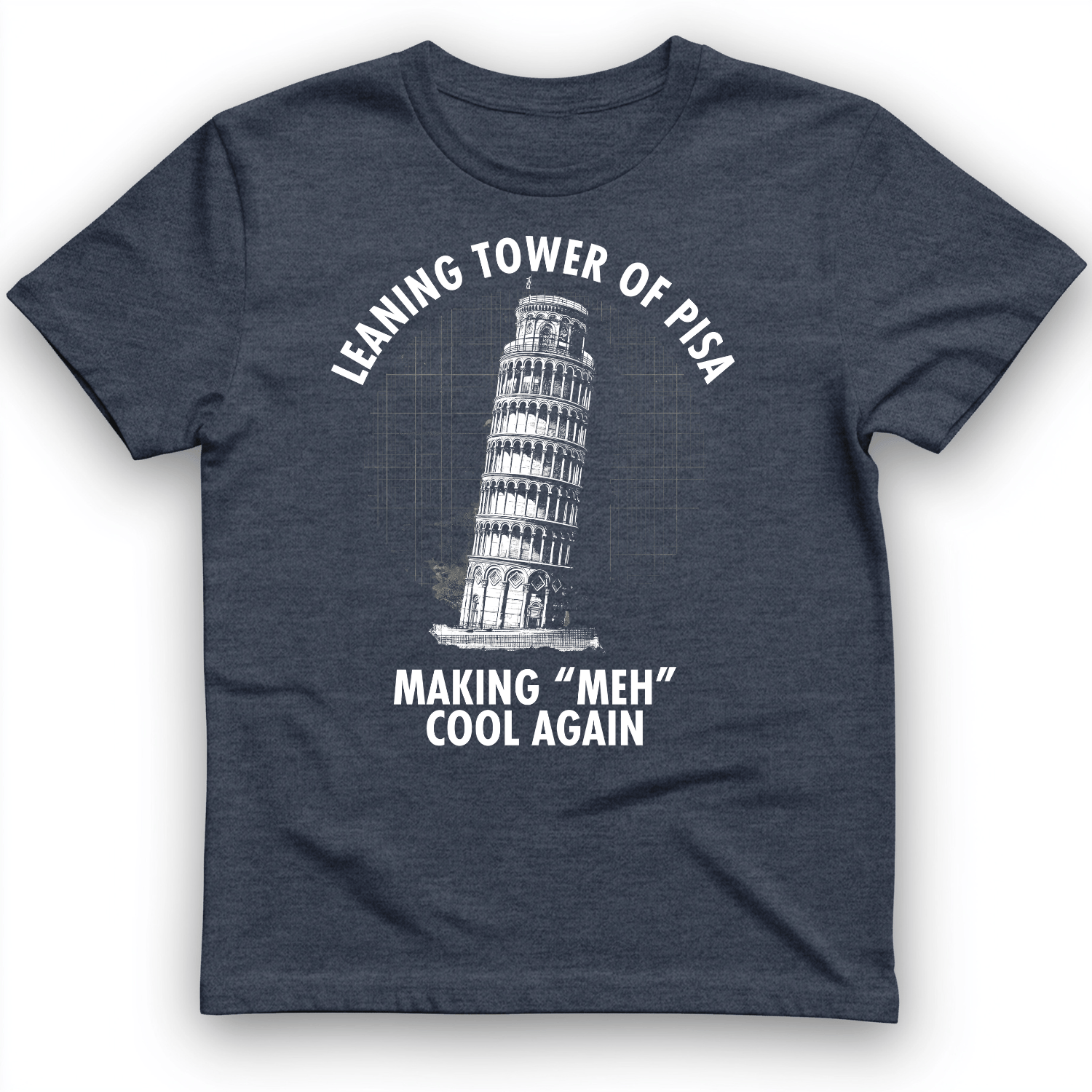 Leaning Tower of Pisa T-Shirt Heather Navy / S