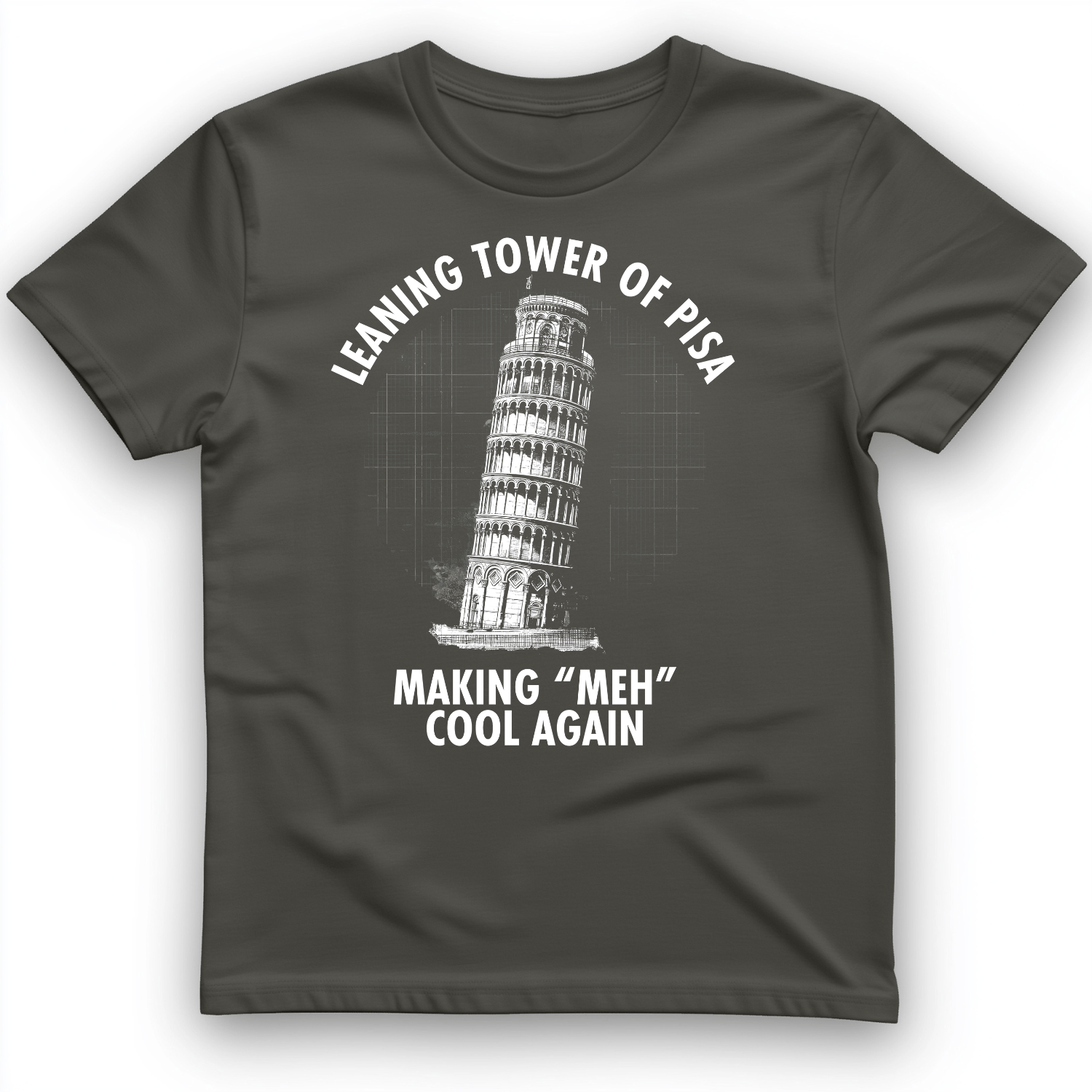 Leaning Tower of Pisa T-Shirt Charcoal / S