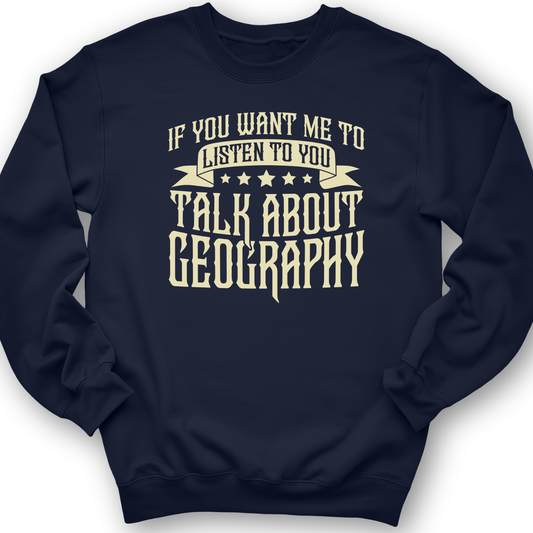 Let's Talk About Geography Crewneck Navy / S