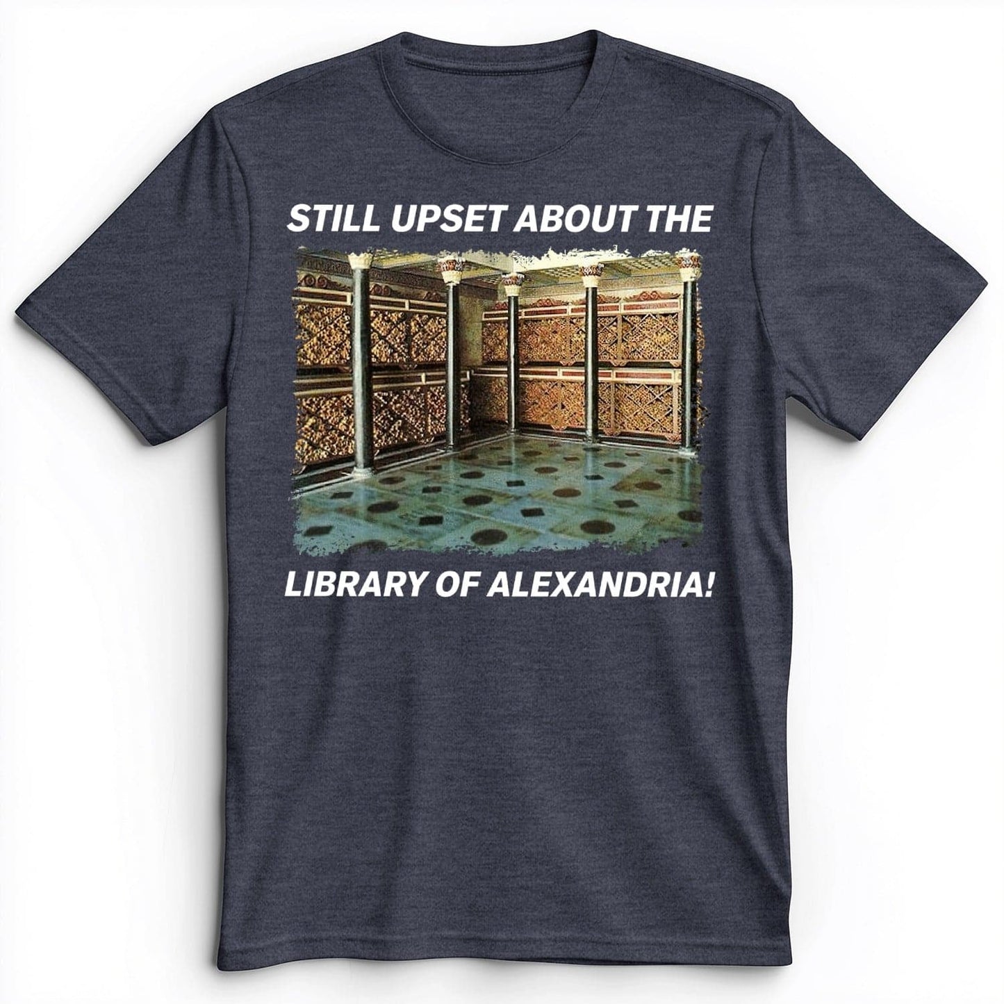 Library Of Alexandria Premium Tee Heather Navy / S