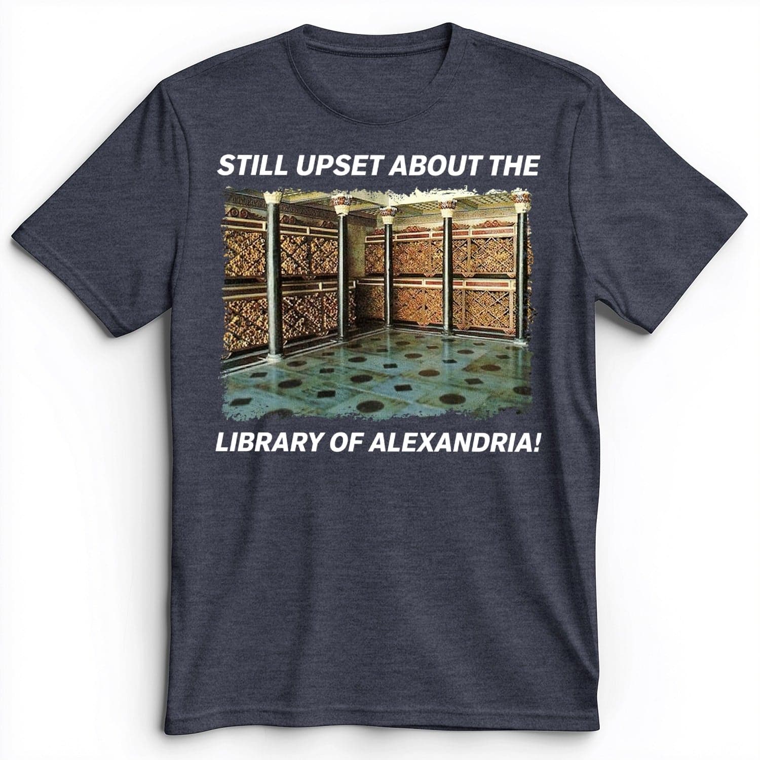 Library Of Alexandria Premium Tee Heather Navy / S