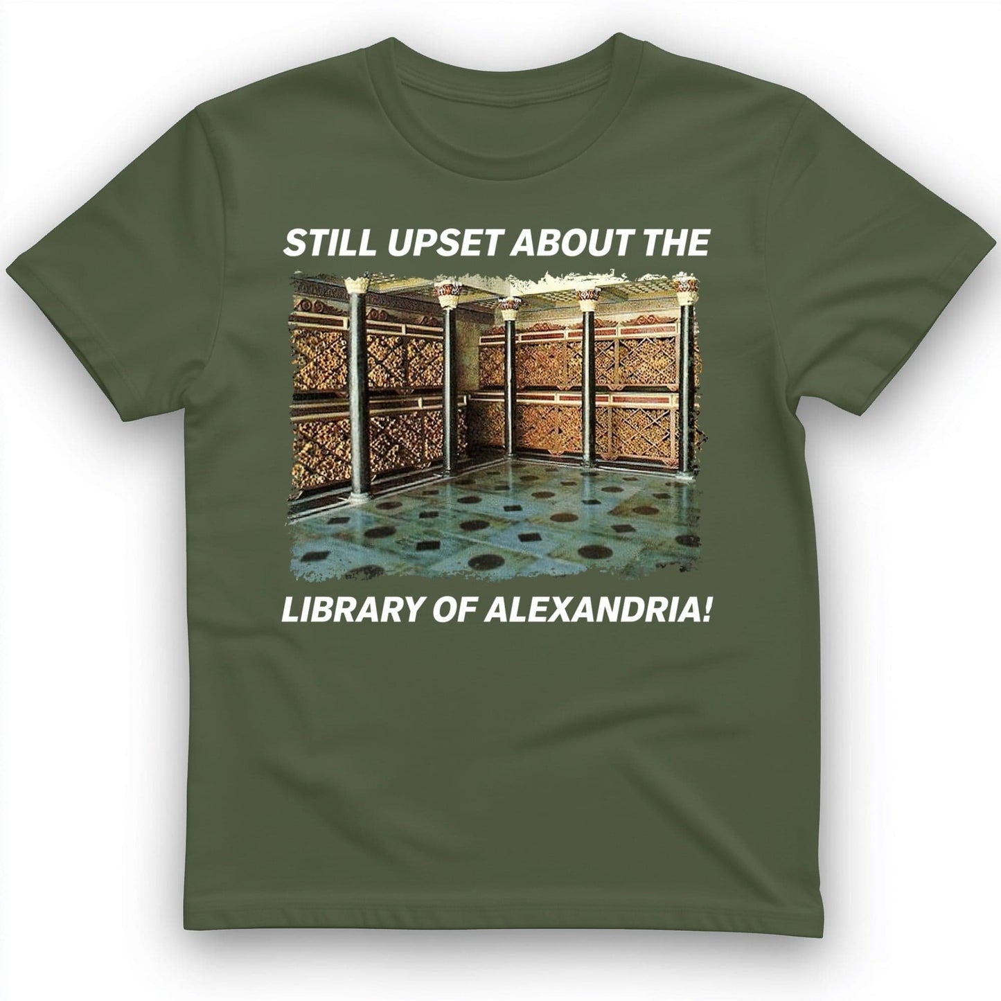 Library Of Alexandria T-Shirt Military Green / S
