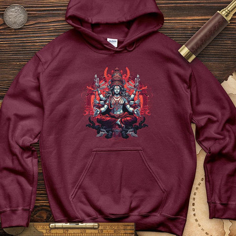 Lord Shiva Cotton Hoodie Maroon / S