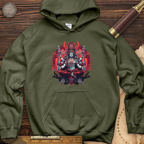 Lord Shiva Cotton Hoodie Military Green / S