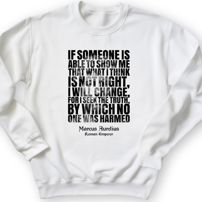 Marcus Aurelius Quote Crewneck White / S