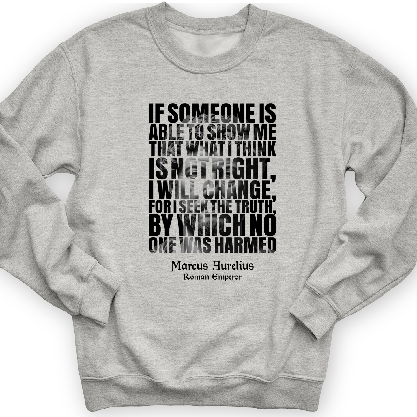 Marcus Aurelius Quote Crewneck Sport Grey / S