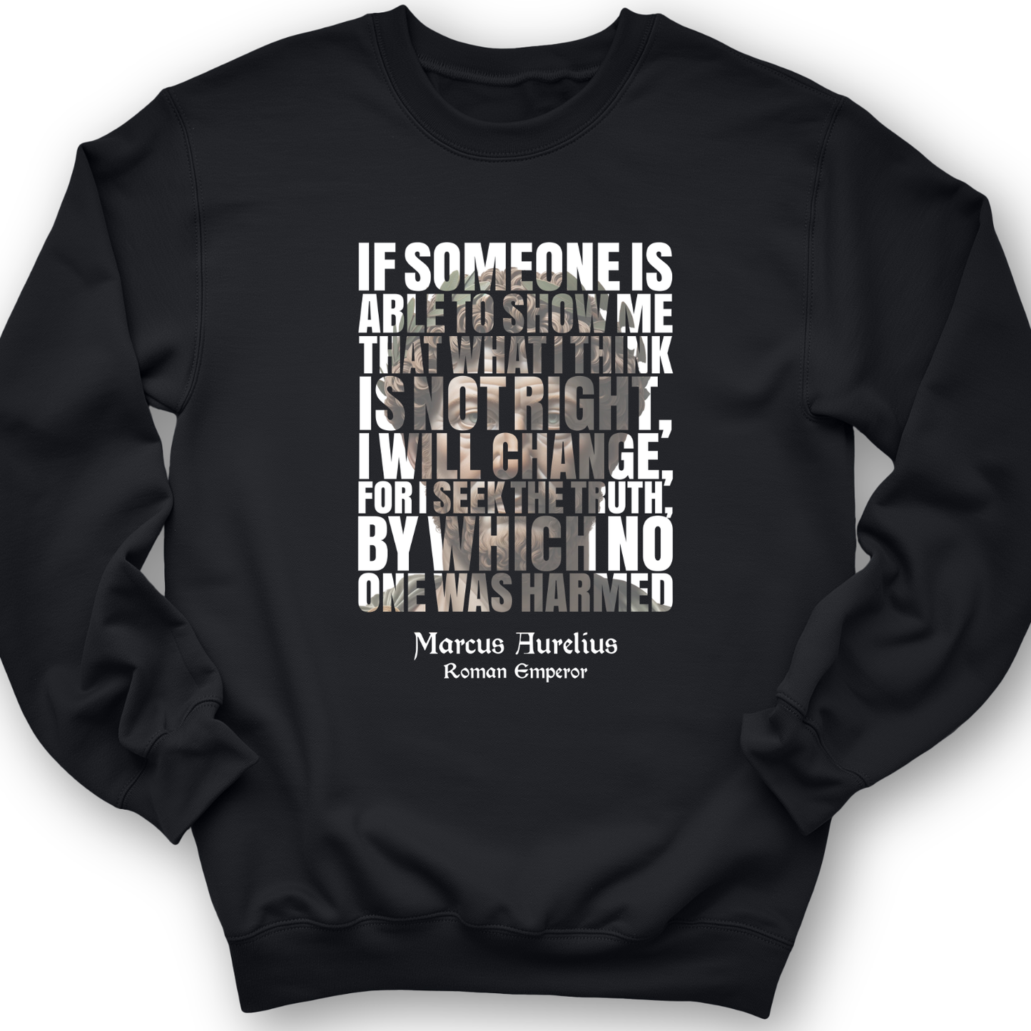 Marcus Aurelius Quote Crewneck Black / S