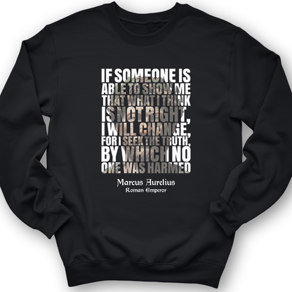 Marcus Aurelius Quote Crewneck Black / S